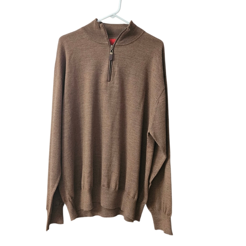 Orvis Merino Wool Quarter Zip Pullover Sweater Men's XXL Brown